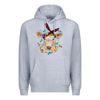 Heather Grey charolais calf with christmas lights baby cow Premium Hoodie - RanaPortraitStore