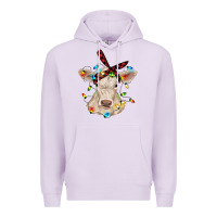 Lilac charolais calf with christmas lights baby cow Premium Hoodie - RanaPortraitStore