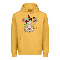 Mustard charolais calf with christmas lights baby cow Premium Hoodie - RanaPortraitStore
