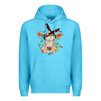 Ocean Blue charolais calf with christmas lights baby cow Premium Hoodie - RanaPortraitStore