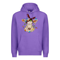 Purple charolais calf with christmas lights baby cow Premium Hoodie - RanaPortraitStore