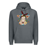 Charolais Calf With Christmas Lights Baby Cow Premium Hoodie | Teevron