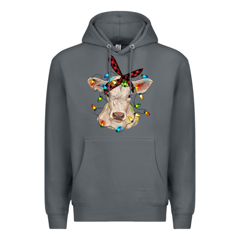 Charolais Calf With Christmas Lights Baby Cow Premium Hoodie by RanaPortraitStore | Teevron