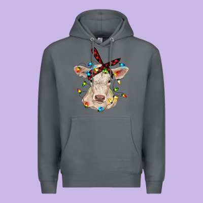 Charolais Calf With Christmas Lights Baby Cow Premium Hoodie Designed By Ranaportraitstore