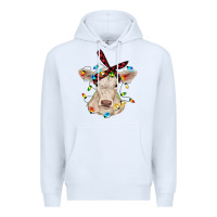White charolais calf with christmas lights baby cow Premium Hoodie - RanaPortraitStore
