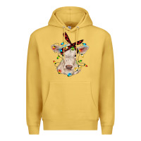 Antique Gold charolais calf with christmas lights baby cow Premium Hoodie - RanaPortraitStore