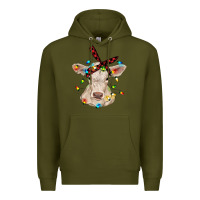 Army Green charolais calf with christmas lights baby cow Premium Hoodie - RanaPortraitStore