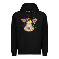 Black charolais calf with christmas lights baby cow Premium Hoodie - RanaPortraitStore