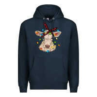 Navy charolais calf with christmas lights baby cow Premium Hoodie - RanaPortraitStore