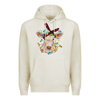 Oatmeal Heather charolais calf with christmas lights baby cow Premium Hoodie - RanaPortraitStore