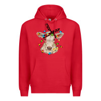 Red charolais calf with christmas lights baby cow Premium Hoodie - RanaPortraitStore
