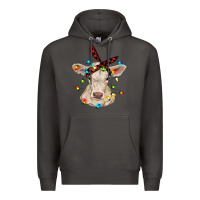 Smoke charolais calf with christmas lights baby cow Premium Hoodie - RanaPortraitStore