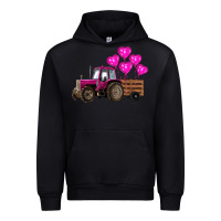 Black valentine's day pink tractor with pin heart balloons Urban Hoodie - RanaPortraitStore