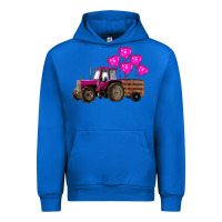 Cobalt valentine's day pink tractor with pin heart balloons Urban Hoodie - RanaPortraitStore