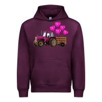 Mauve Wine valentine's day pink tractor with pin heart balloons Urban Hoodie - RanaPortraitStore