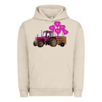 Pigment French Oak valentine's day pink tractor with pin heart balloons Urban Hoodie - RanaPortraitStore