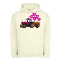 Pigment Pistachio valentine's day pink tractor with pin heart balloons Urban Hoodie - RanaPortraitStore