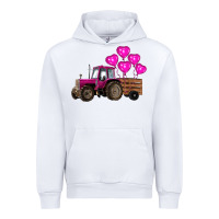 White valentine's day pink tractor with pin heart balloons Urban Hoodie - RanaPortraitStore