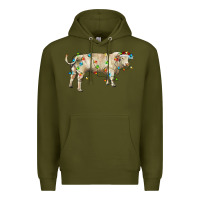 Army Green Charolais bull with christmas lights Premium Hoodie - RanaPortraitStore