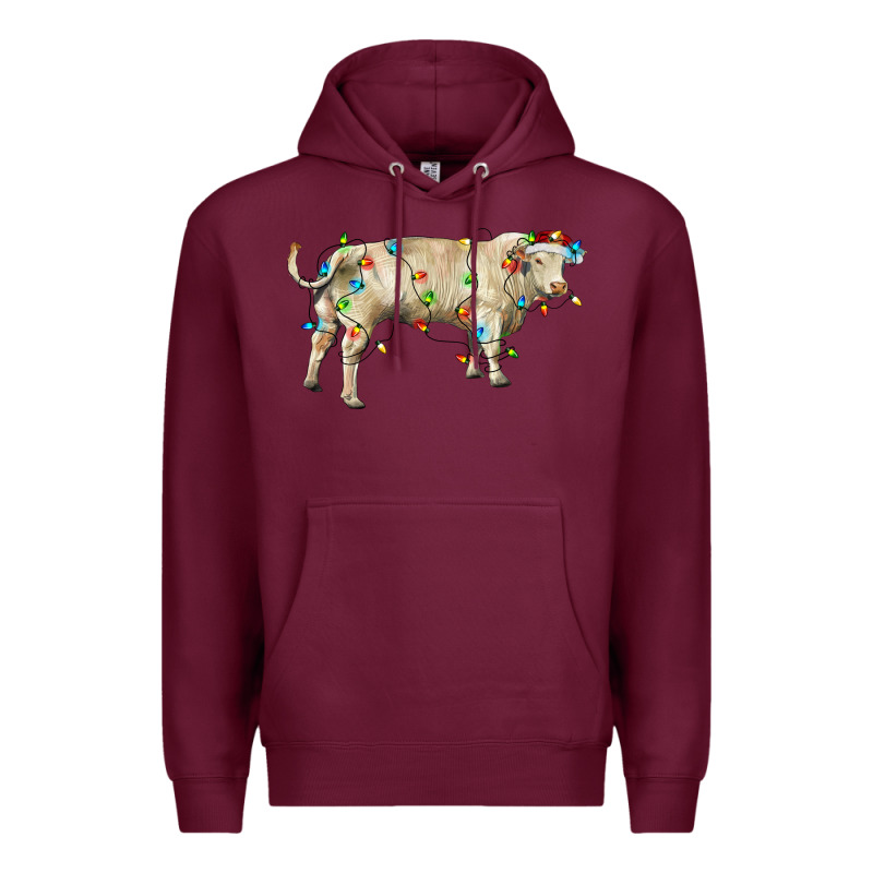 Charolais Bull With Christmas Lights Premium Hoodie by RanaPortraitStore | Teevron