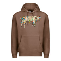 Chestnut Charolais bull with christmas lights Premium Hoodie - RanaPortraitStore