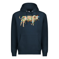 Navy Charolais bull with christmas lights Premium Hoodie - RanaPortraitStore