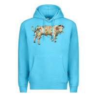Ocean Blue Charolais bull with christmas lights Premium Hoodie - RanaPortraitStore