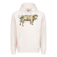 Pale Pink Charolais bull with christmas lights Premium Hoodie - RanaPortraitStore