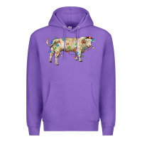 Purple Charolais bull with christmas lights Premium Hoodie - RanaPortraitStore