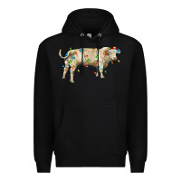Black Charolais bull with christmas lights Premium Hoodie - RanaPortraitStore