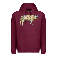 Burgundy Charolais bull with christmas lights Premium Hoodie - RanaPortraitStore
