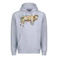 Heather Grey Charolais bull with christmas lights Premium Hoodie - RanaPortraitStore