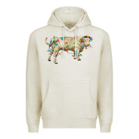 Oatmeal Heather Charolais bull with christmas lights Premium Hoodie - RanaPortraitStore