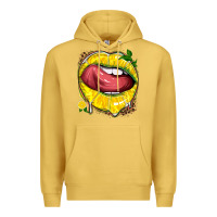 Antique Gold lemon lips with leopard Premium Hoodie - texasbilliewilder