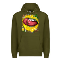 Army Green lemon lips with leopard Premium Hoodie - texasbilliewilder