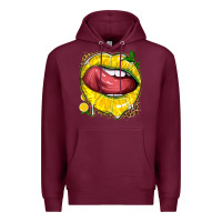 Burgundy lemon lips with leopard Premium Hoodie - texasbilliewilder