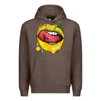 Coffee lemon lips with leopard Premium Hoodie - texasbilliewilder