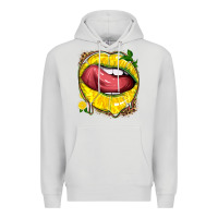 Dove Grey lemon lips with leopard Premium Hoodie - texasbilliewilder