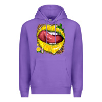Purple lemon lips with leopard Premium Hoodie - texasbilliewilder