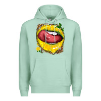 Seafoam lemon lips with leopard Premium Hoodie - texasbilliewilder