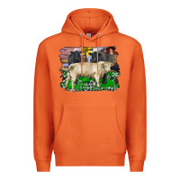 Carrot charolais bull black angus cattle and bull with barnyard and cowhide Premium Hoodie - RanaPortraitStore