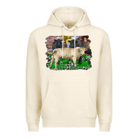 Tofu charolais bull black angus cattle and bull with barnyard and cowhide Premium Hoodie - RanaPortraitStore