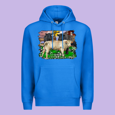 Charolais Bull Black Angus Cattle And Bull With Barnyard And Cowhide Premium Hoodie Designed By Ranaportraitstore