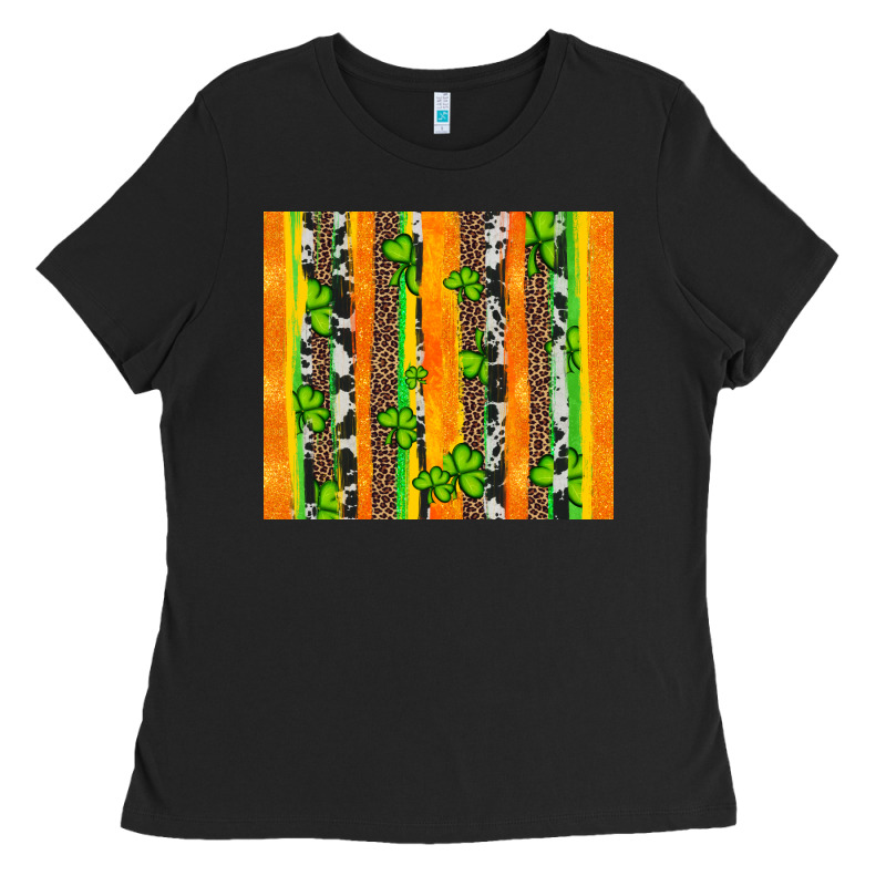 St Patricks Shamrock With Cowhide Ladies Tee by Artiststas | Teevron