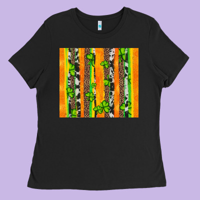St Patricks Shamrock With Cowhide Ladies Tee Designed By Artiststas