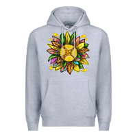 Heather Grey lemon sunflower Premium Hoodie - texasbilliewilder