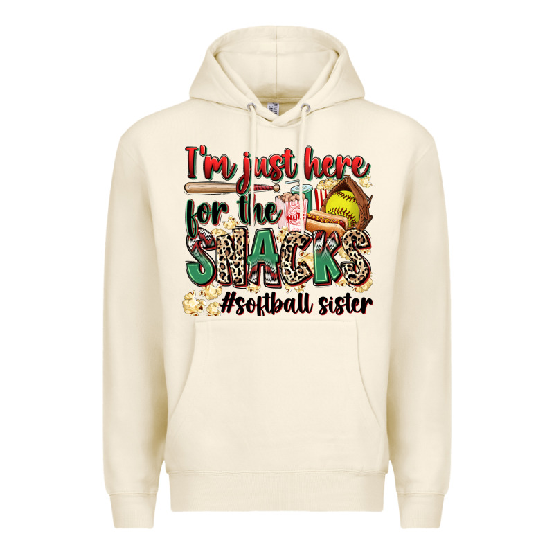 I'm Just Here For The Snacks #softball Sister Premium Hoodie by Zillion Design Studio | Teevron
