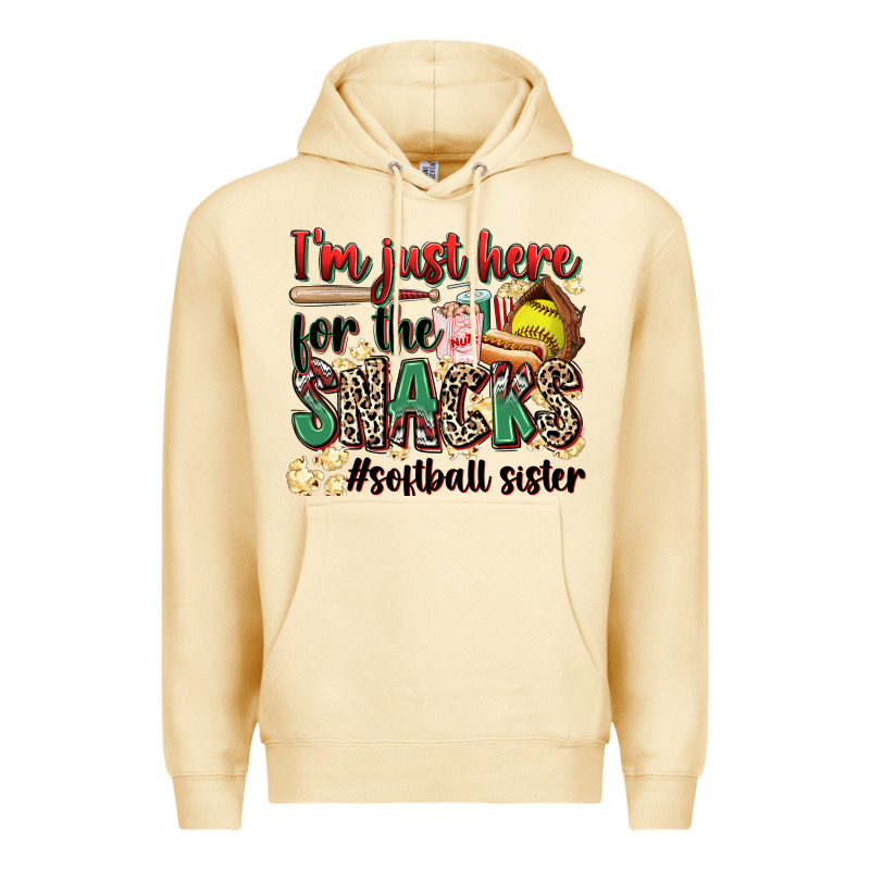 I'm Just Here For The Snacks #softball Sister Premium Hoodie by Zillion Design Studio | Teevron