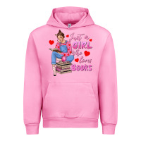 Fuchsia Pink just a girl who loves books Urban Hoodie - texasbilliewilder
