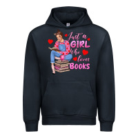 Navy just a girl who loves books Urban Hoodie - texasbilliewilder